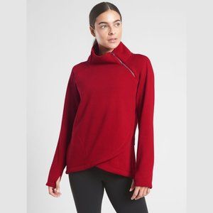 Athleta Cozy Karma Asym Pullover, Decadent Red - Size Small